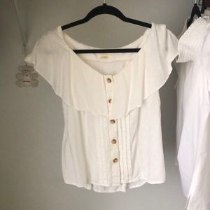 White anthropologie button blouse
